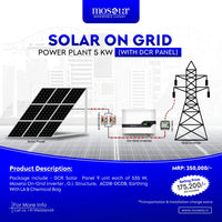 Solar On-Grid Power Plant 5 KW (with DCR Panels)