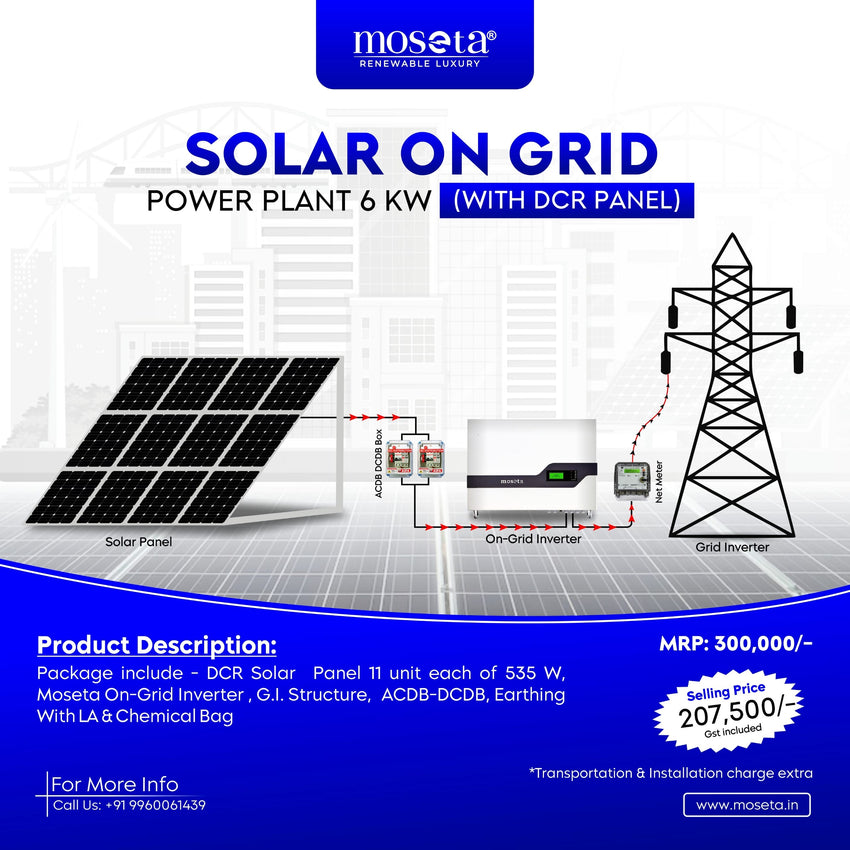 Solar On-Grid Power Plant 6 KW (with DCR Panels)